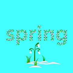 Word spring, consists of the elements. Little letters.