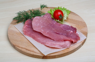 Raw pork schnitzel
