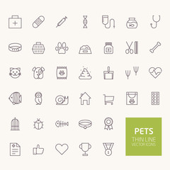 Pets Outline Icons for web and mobile apps