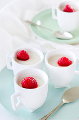 Panna cotta with raspberry