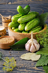 Fresh cucumbers in a basket