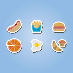 color icon set with fast food for your design