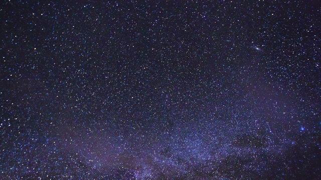 Star Time Lapse, Milky Way Galaxy at Night. Perseid Meteor Shower