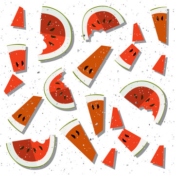 vector colorful illustration of watermelon slices