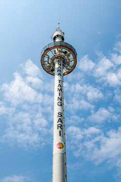 Menara Taming Sari Tower at Malacca city - MALACCA, MALAYSIA - AUG 8, 2015: Menara Taming Sari Tower. Malacca City is the capital city of the Malaysian state of Malacca.