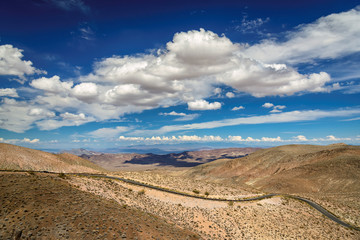 Beautiful clouds over the road in Death Valley