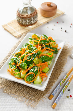 Cucumber salad with carrots