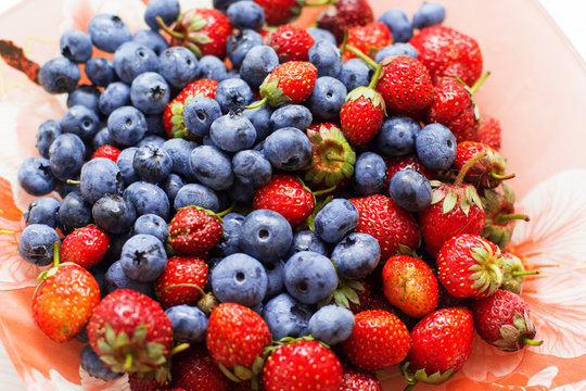 Blueberry and strawberry  summer fruits 