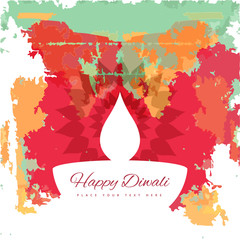 Happy Diwali diya colorful artistic grunge design illustration v