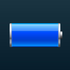 Full glossy battery icon, on black background