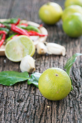lemon on wood background