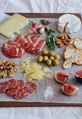 Charcuterie board with cheese