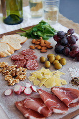 Charcuterie board with cheese