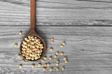 Lentil beans in wooden spoon