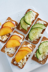 Ricotta cheese with peach and cucumber