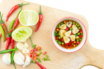 chilli and garlic in fish souce isolated
