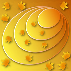 Label with yellow circles and autumn leaves