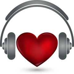 Herz und Kopfhörer, Musik Logo, Sound