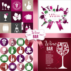 Wine set of layout for menu, restaurant, bar.