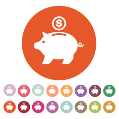 The moneybox icon. Cash and money, wealth, savings symbol. Flat