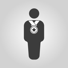 The winner avatar icon. Champion and award, prize, triumph symbol. Flat