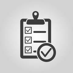 The checklist icon. Clipboard symbol. Flat