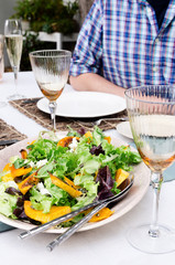 Fresh gourmet salad on the table