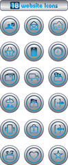 Eighteen silver website icons