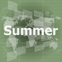 abstract digital touch screen with summer word, abstract background