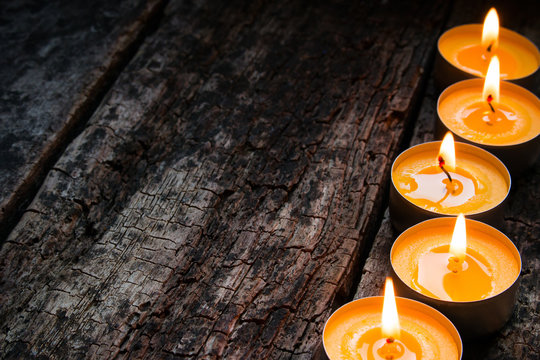 Flavored Spa Candle On A Wooden Background