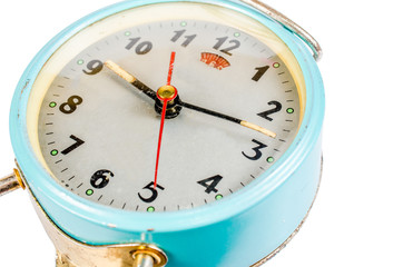 Retro alarm clock isolated on white background