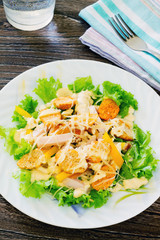 Healthy Caesar Salad with Cheese and Croutons