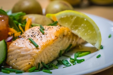 Roast salmon main course