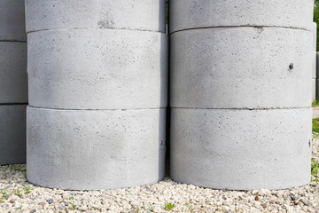 Fototapeta premium Rings for the construction of a well at the base of the building
