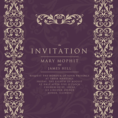 Invitation with a rich background in Renaissance style. Template