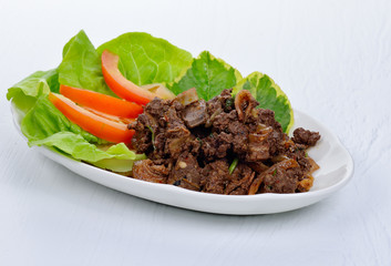 spicy minced pork salad Thai dishes.