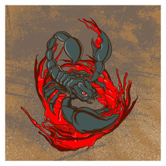 scorpion vintage grunge illustration