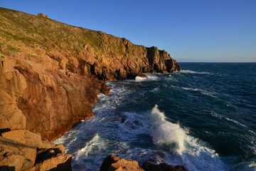 Les Landes, Jersey, U.K.  Rugged natural coastline in the Summer.