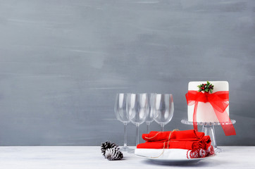 SImple minimalist christmas display table with cake