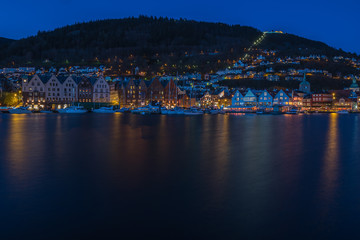 Bergen City, Norway, at Twilight. 