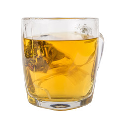 Glass mug of herbal tea