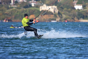 Fototapeta premium kitesurfer in Portland Harbour