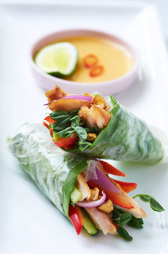 Rice paper fresh spring rolls