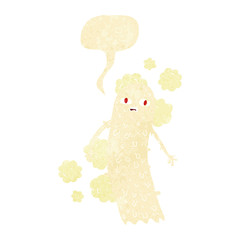 cartoon spooky ghost with speech bubble