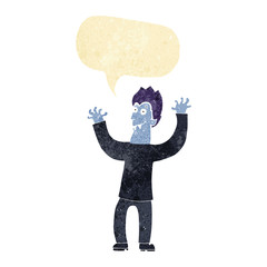 cartoon halloween vampire with speech bubble