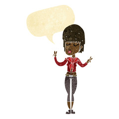 cartoon cool girl with speech bubble