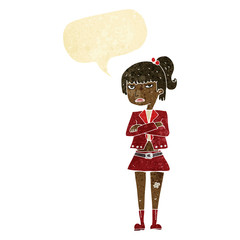 cartoon cool girl with speech bubble