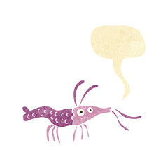 cartoon shrimp with speech bubble