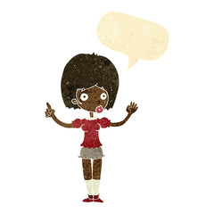 cartoon woman explaining her point with speech bubble