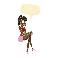 cartoon pretty woman with speech bubble